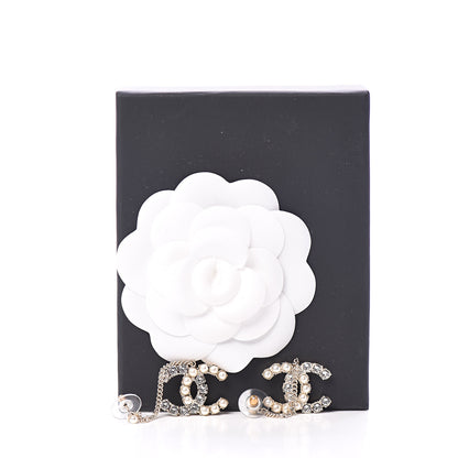 Chanel Crystal Pearl CC Drop Earrings Gold 5 of 5