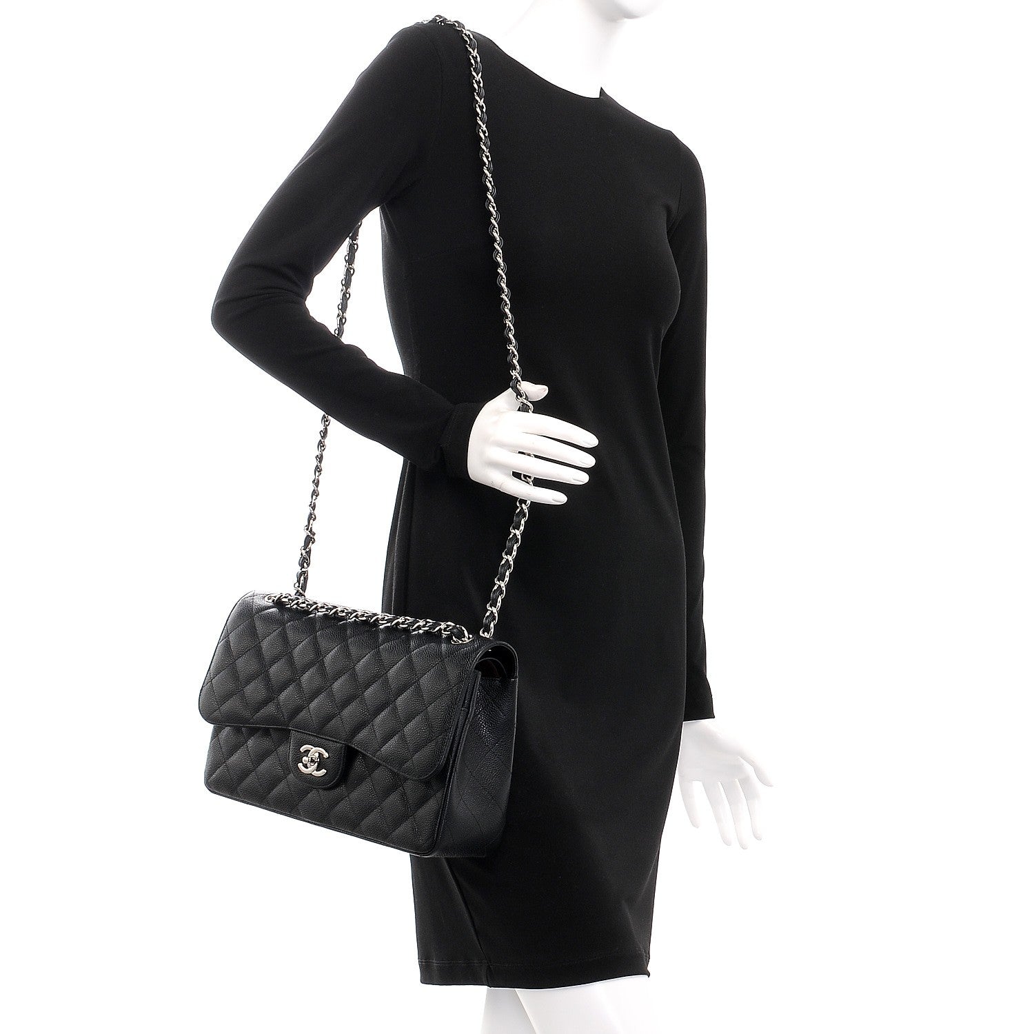 Chanel Caviar Quilted Jumbo Double Flap Black 2 of 8