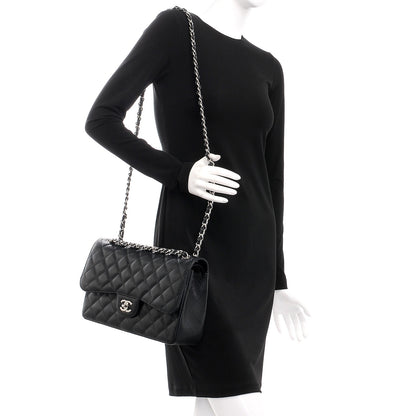 Chanel Caviar Quilted Jumbo Double Flap Black 2 of 8