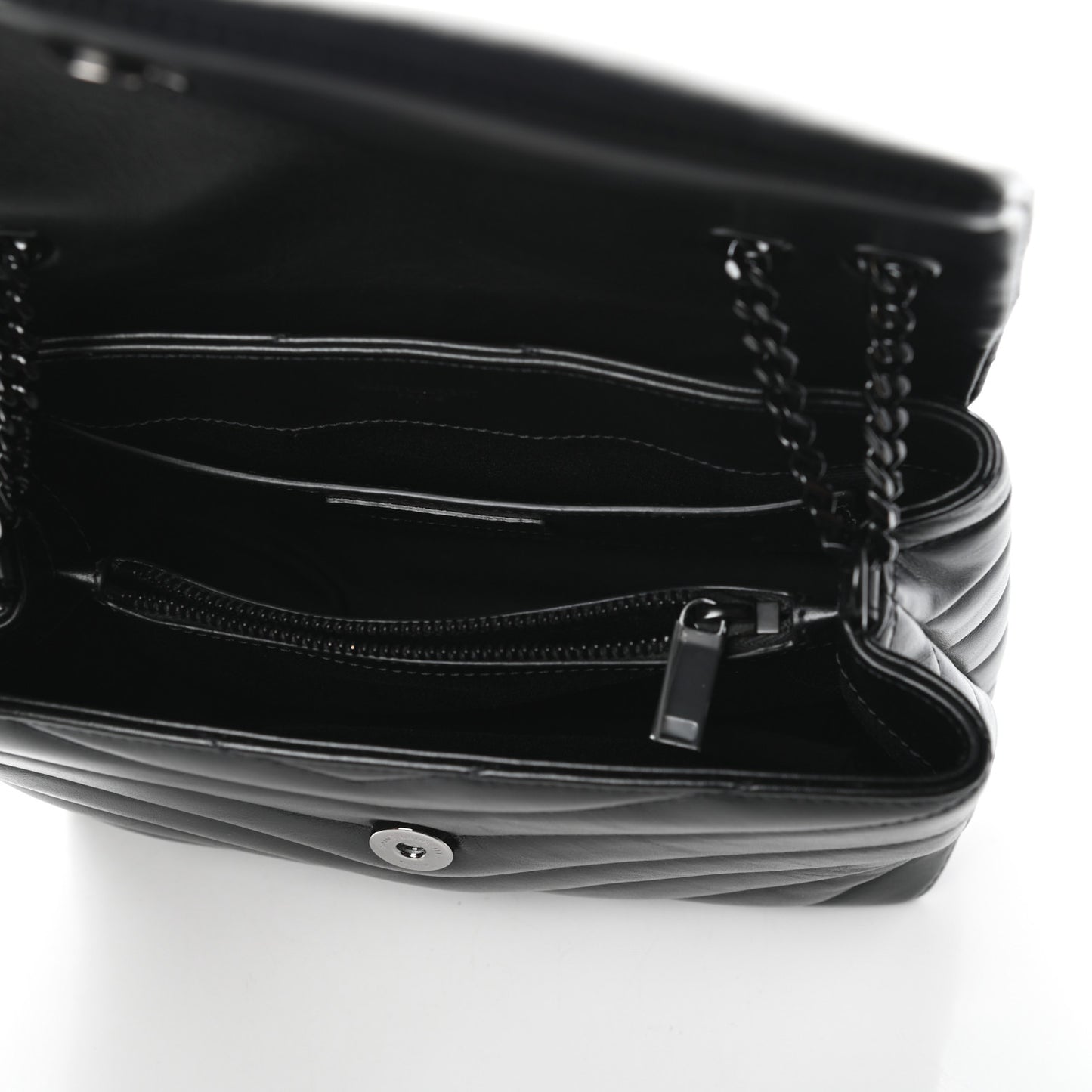 Calfskin Y Quilted Monogram Small Loulou Chain Satchel Black