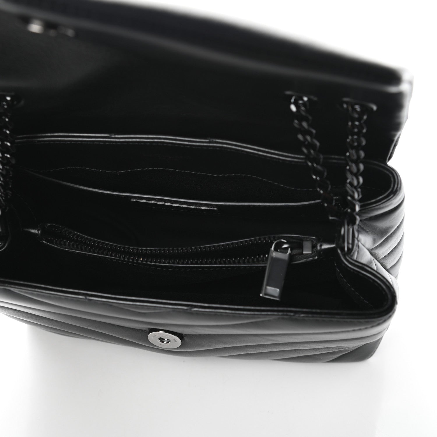 Saint Laurent Calfskin Y Quilted Monogram Small Loulou Chain Satchel Black 5 of 9