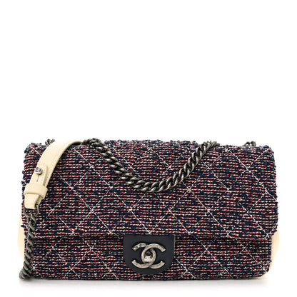 Chanel Tweed Quilted Medium Single Flap Blue Multicolor 1 of 16
