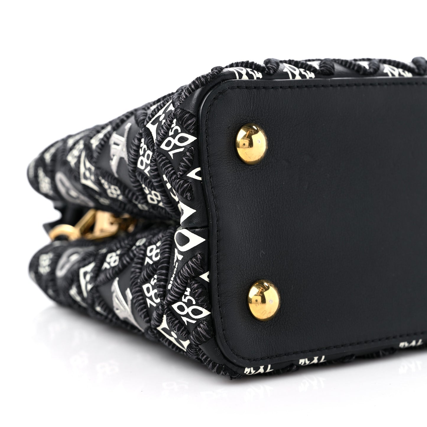 Calfskin Since 1854 Embroidered Capucines PM Black