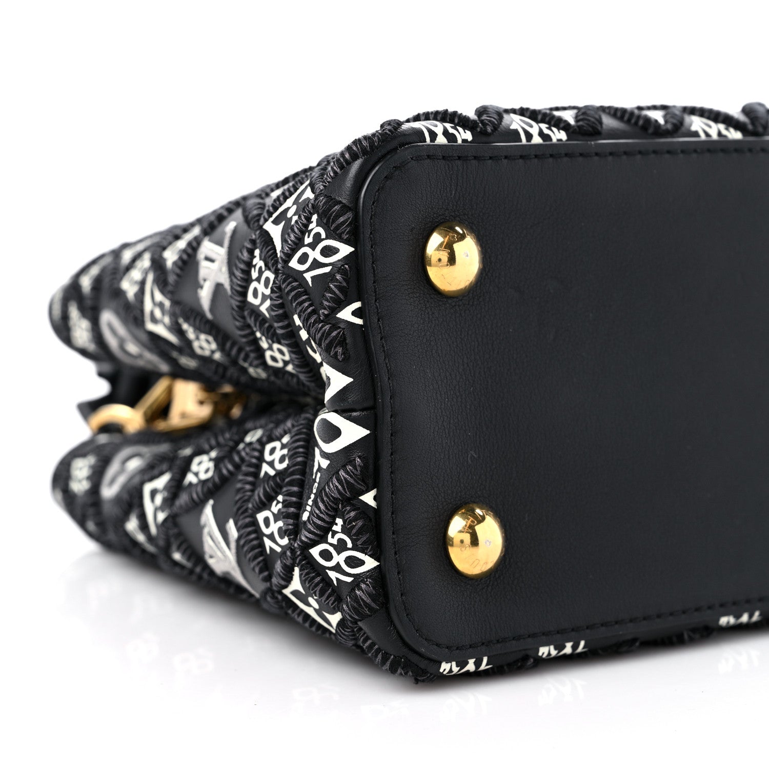 Louis Vuitton Calfskin Since 1854 Embroidered Capucines PM Black 7 of 8