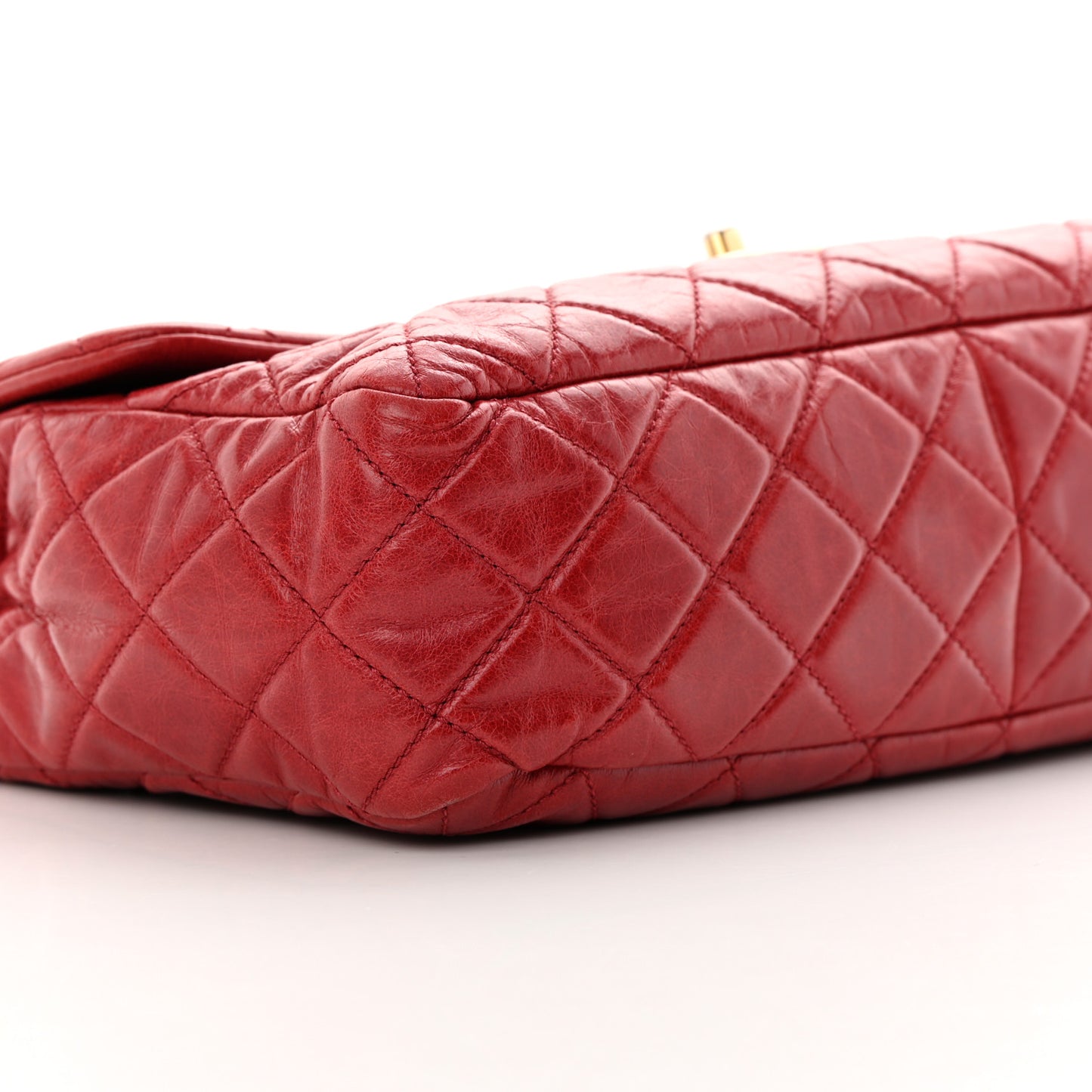 Glazed Calfskin Castle Rock Medium Flap Red