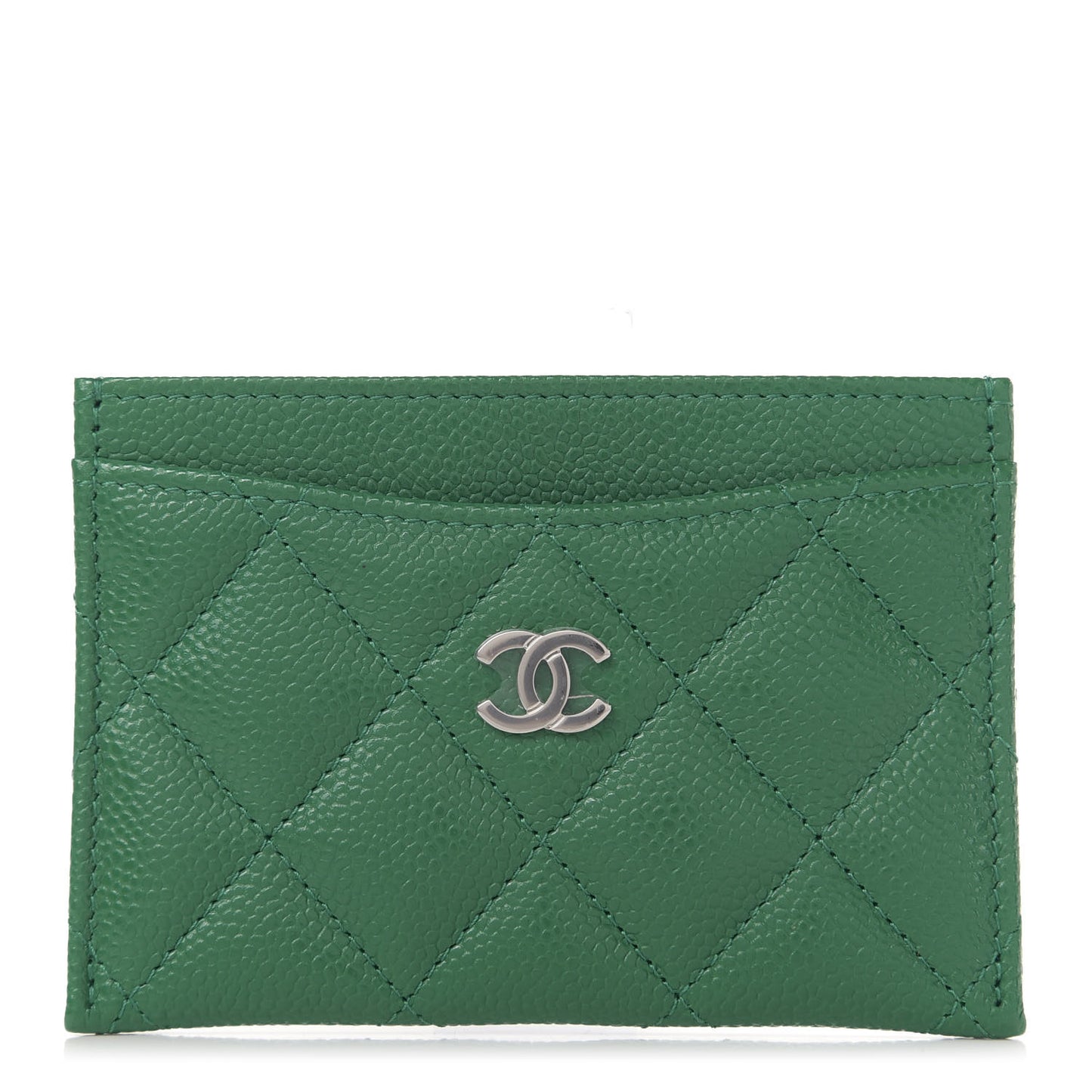 Caviar Quilted Card Holder Green