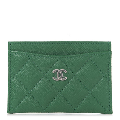 Chanel Caviar Quilted Card Holder Green 1 of 9