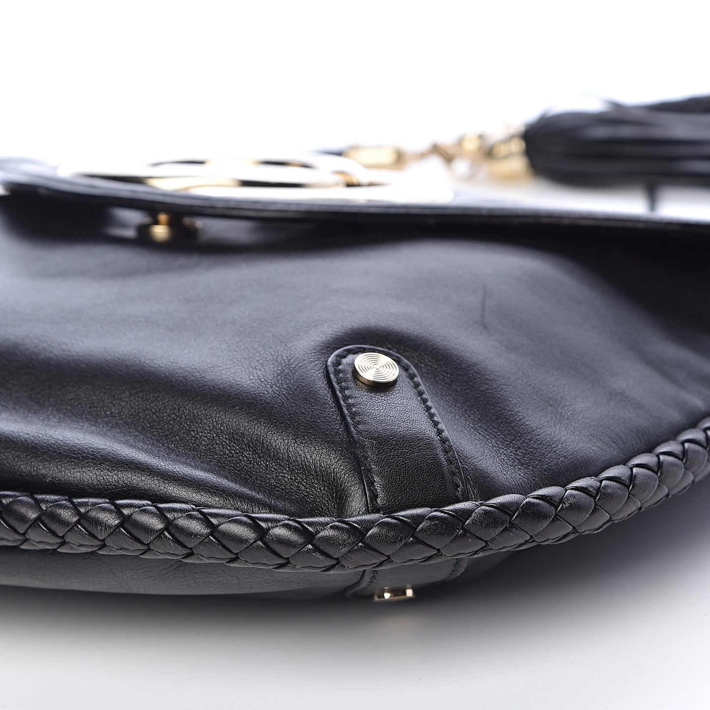 Calfskin Medium Britt Tassel Shoulder Bag Black