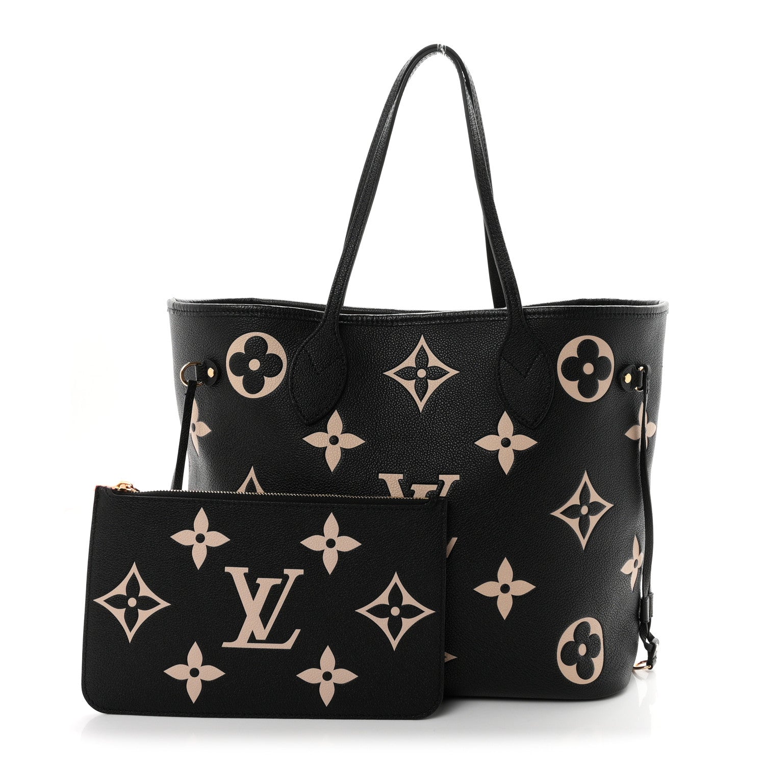 Louis Vuitton Empreinte Monogram Giant Neverfull MM Black Beige 3 of 10