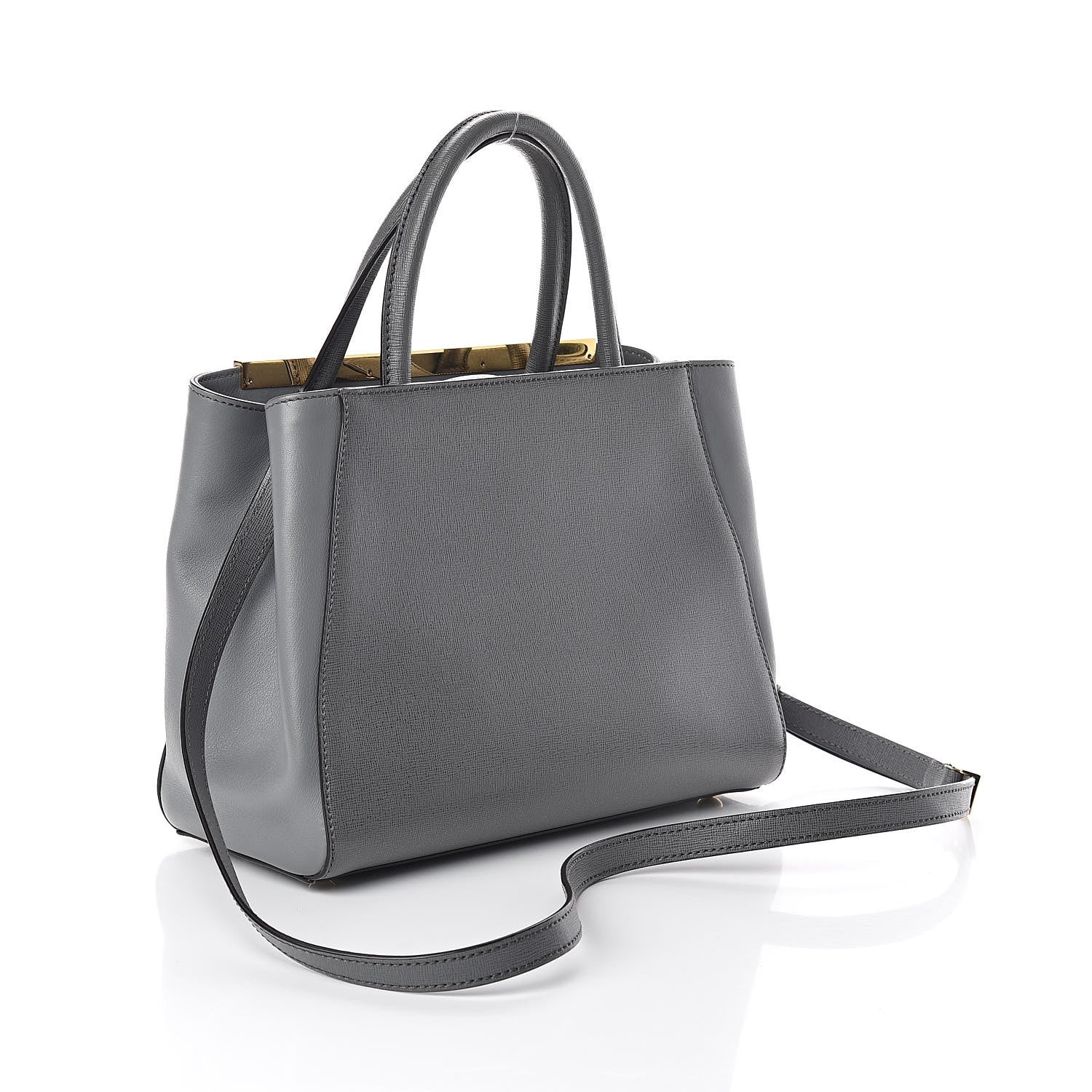 Fendi Vitello Elite Petite 2Jours Tote Grigio Grigio Chiaro 3 of 9