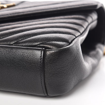Saint Laurent Sheepskin Matelasse Chevron Monogram Medium College Bag Black 9 of 10