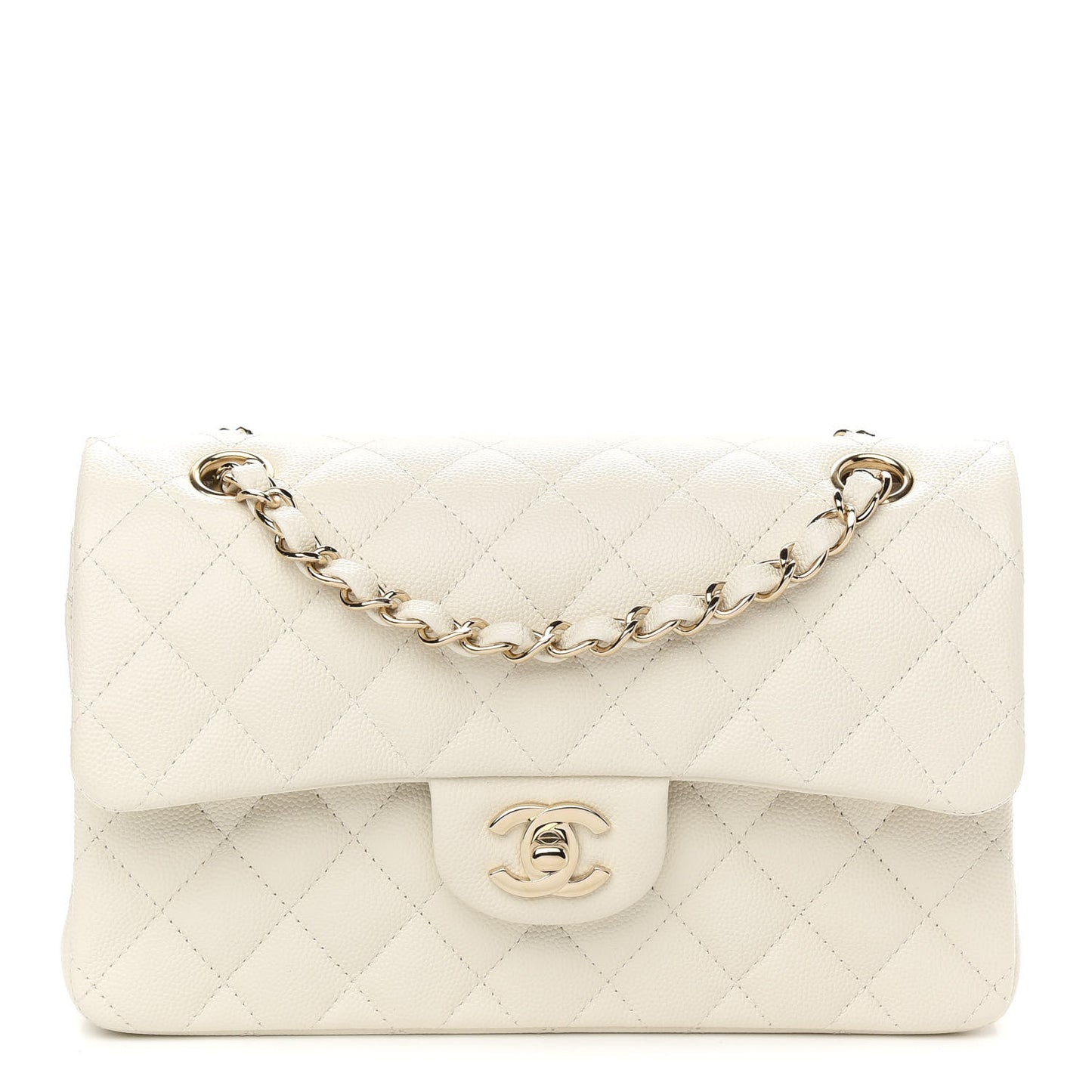 Caviar Quilted Small Double Flap White
