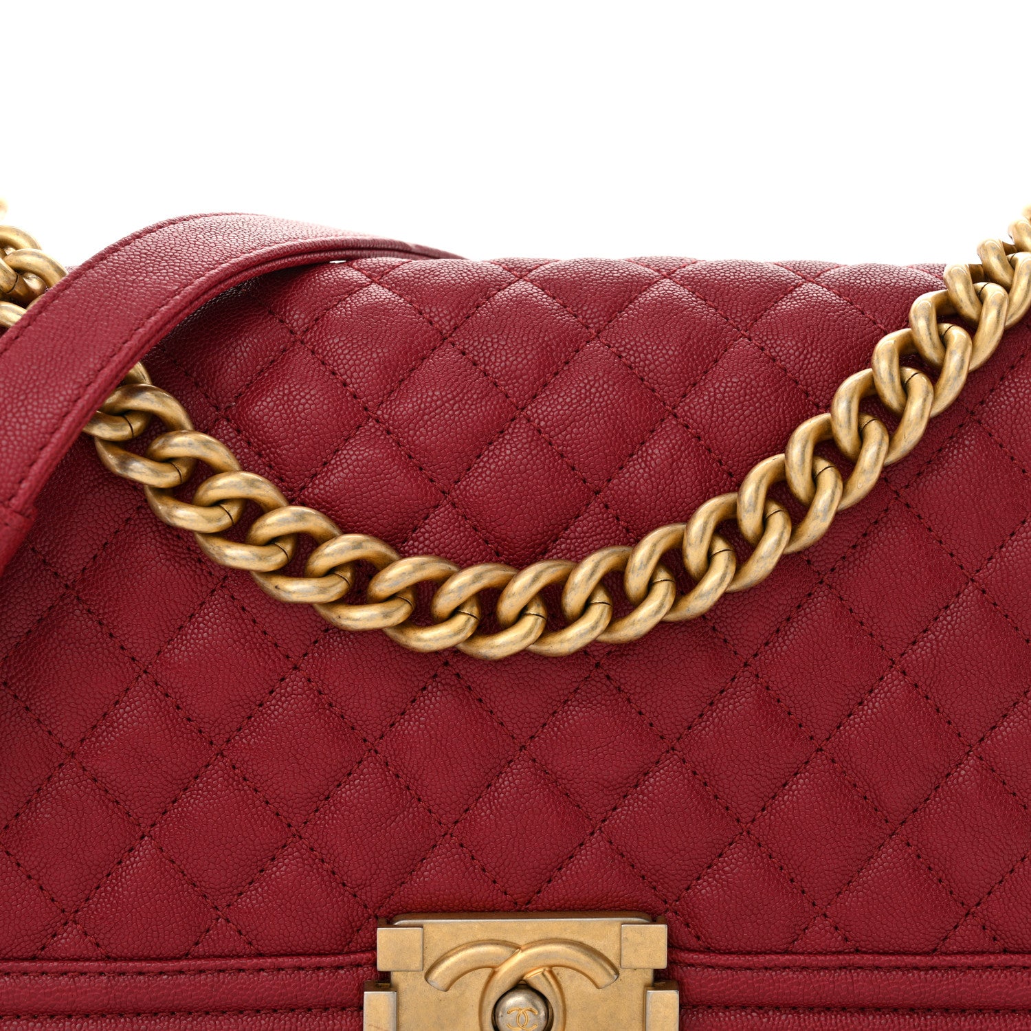Chanel Caviar Quilted Medium Boy Flap Red 8 of 10