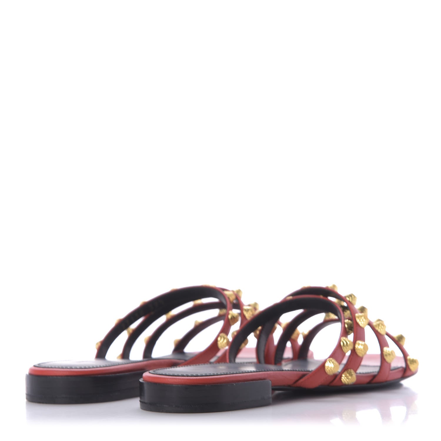 Balenciaga Agneau Lambskin Giant Gold Stud Sandals 39.5 Rouge Vermillion 4 of 13