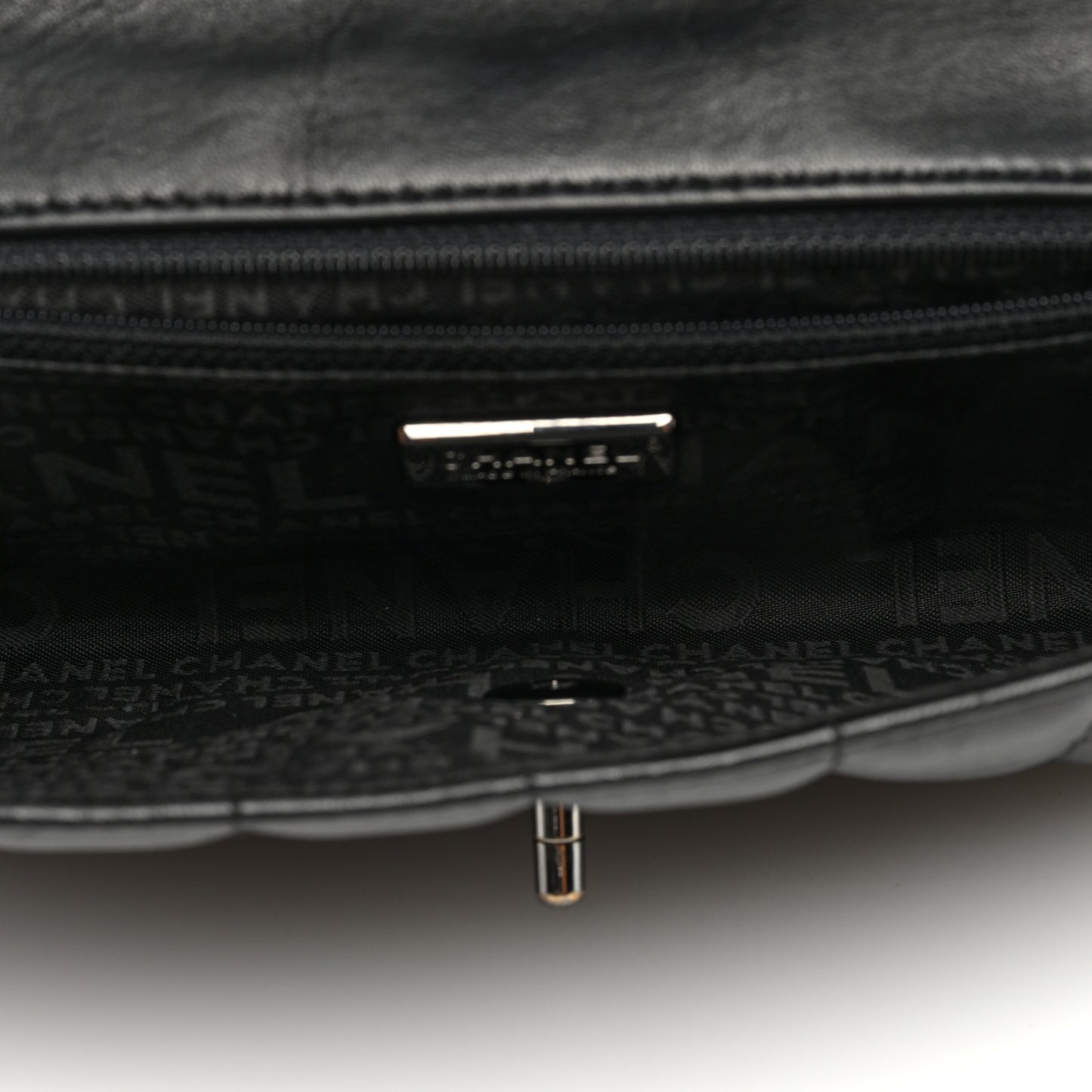 Lambskin East West Chocolate Bar Chain Flap Black