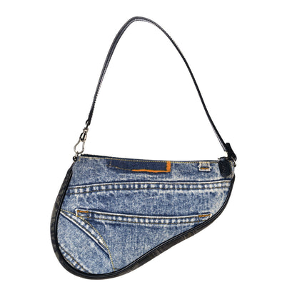 Christian Dior Denim Saddle Pochette Blue 1 of 10
