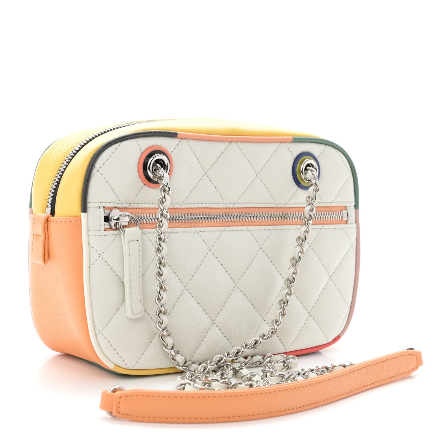 Chanel Calfskin Quilted Cuba Camera Bag White Multicolor 3 of 10