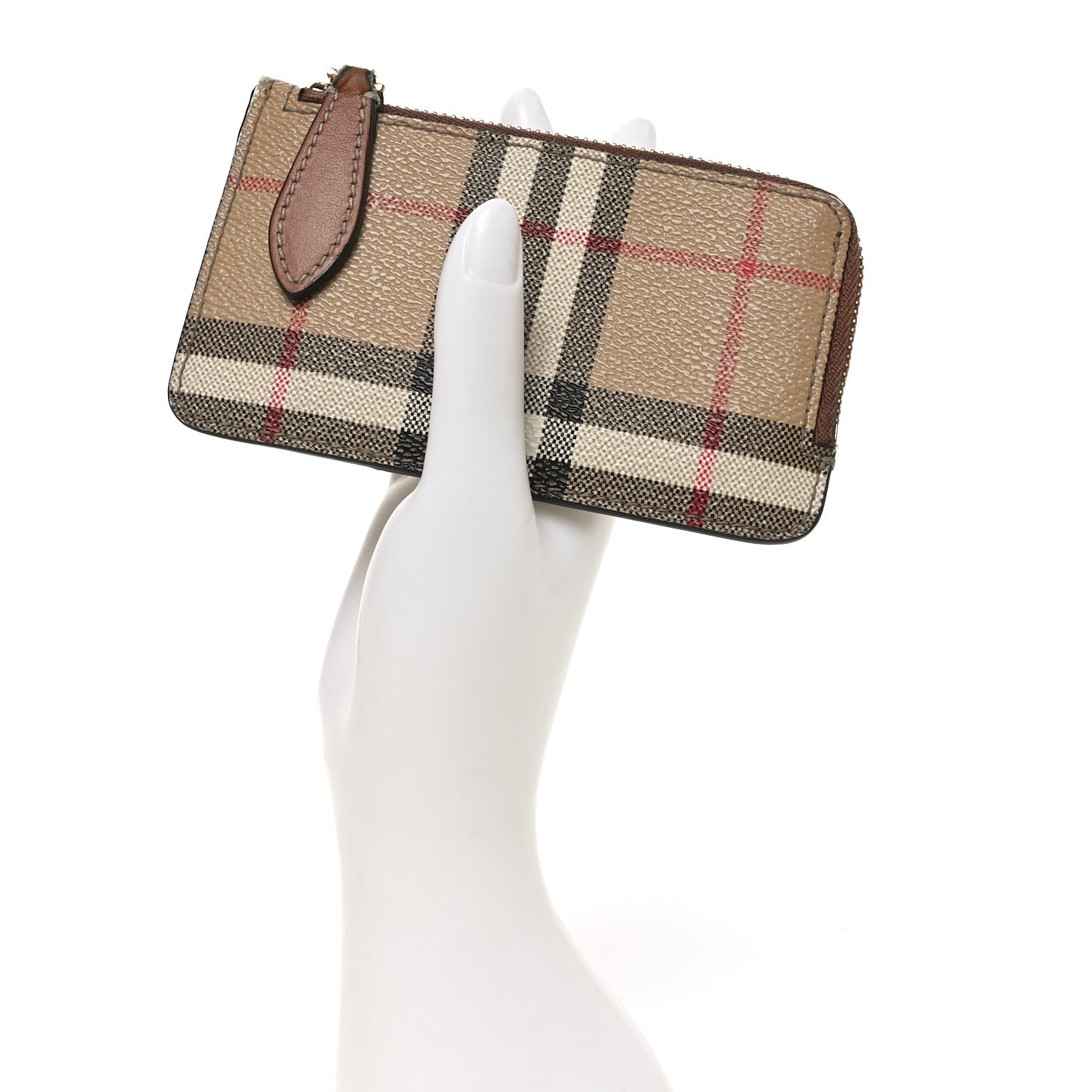 Burberry Check Calfskin Zip Card Case Holder Archive Beige 2 of 6