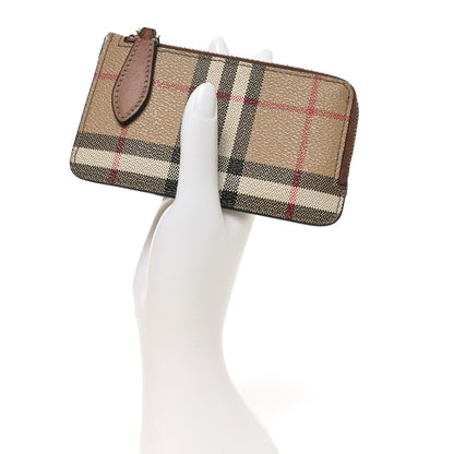 Burberry Check Calfskin Zip Card Case Holder Archive Beige 2 of 6