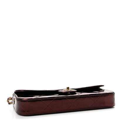 Chanel Metallic Mirror Calfskin Large Top Handle Clutch With Chain  Burgundy 4 of 12
