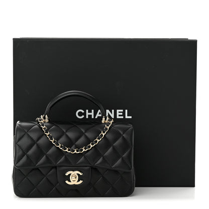 Chanel Lambskin Quilted Mini Top Handle Rectangular Flap Black 13 of 13