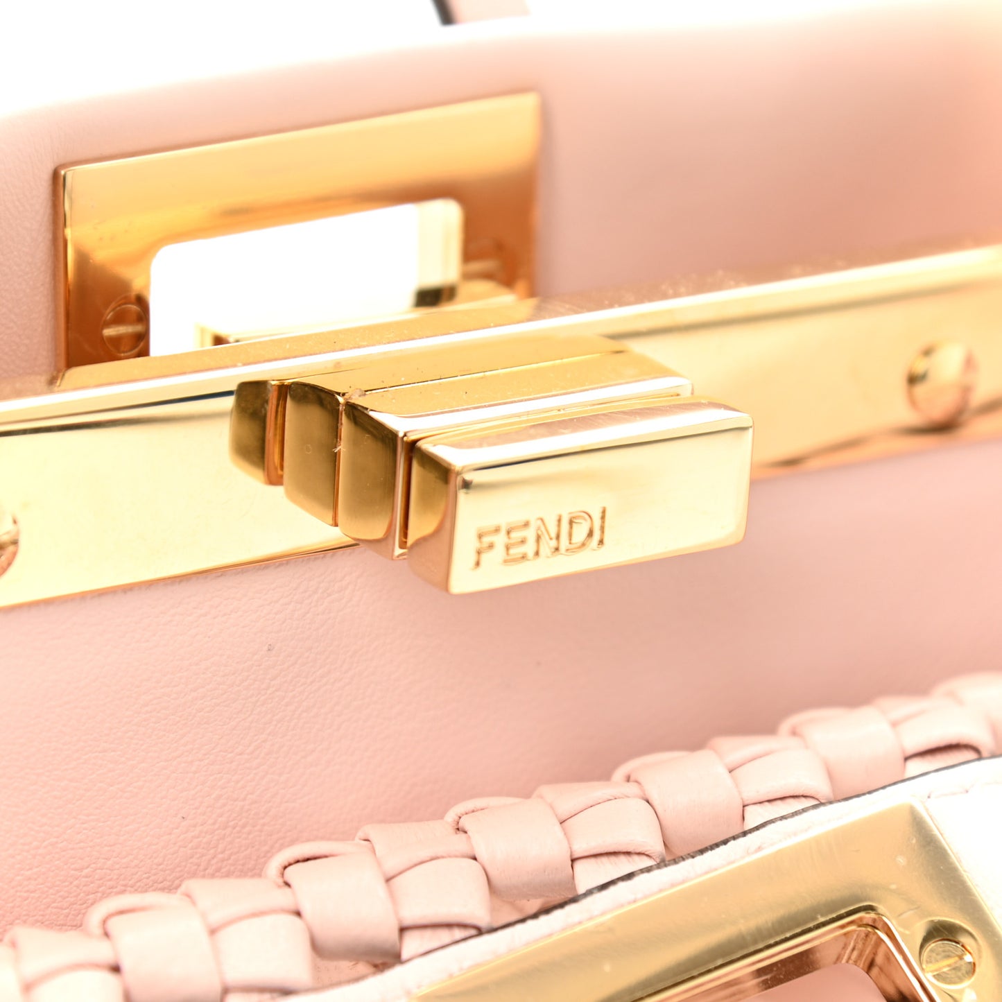 Nappa Woven Mini Peekaboo Iconic Satchel Rosa Confetto