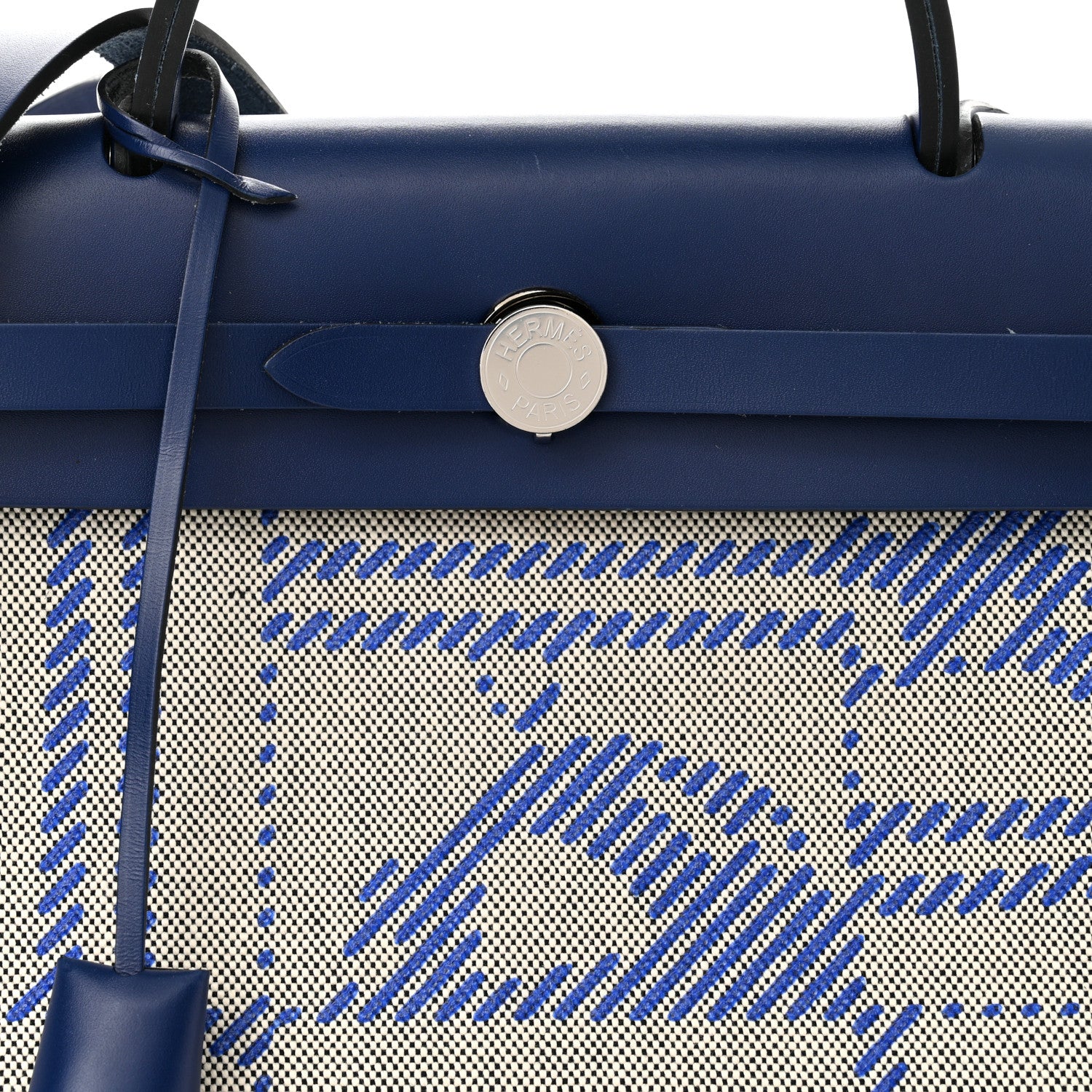 Hermes Vache Hunter Toile H Brides de Gala Herbag Zip Retourne 31 PM Bleu De France Ecru Black 8 of 11