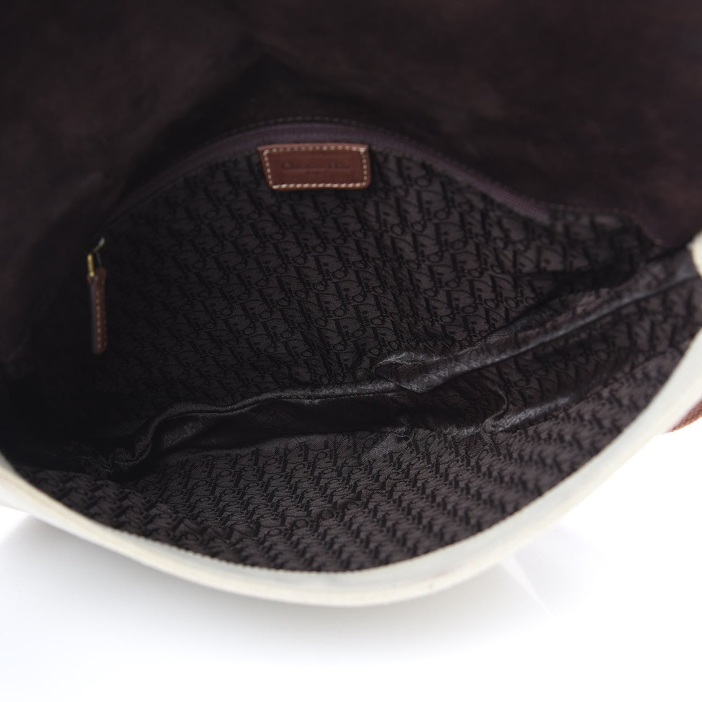 Calfskin Canvas Saddle Bag Beige