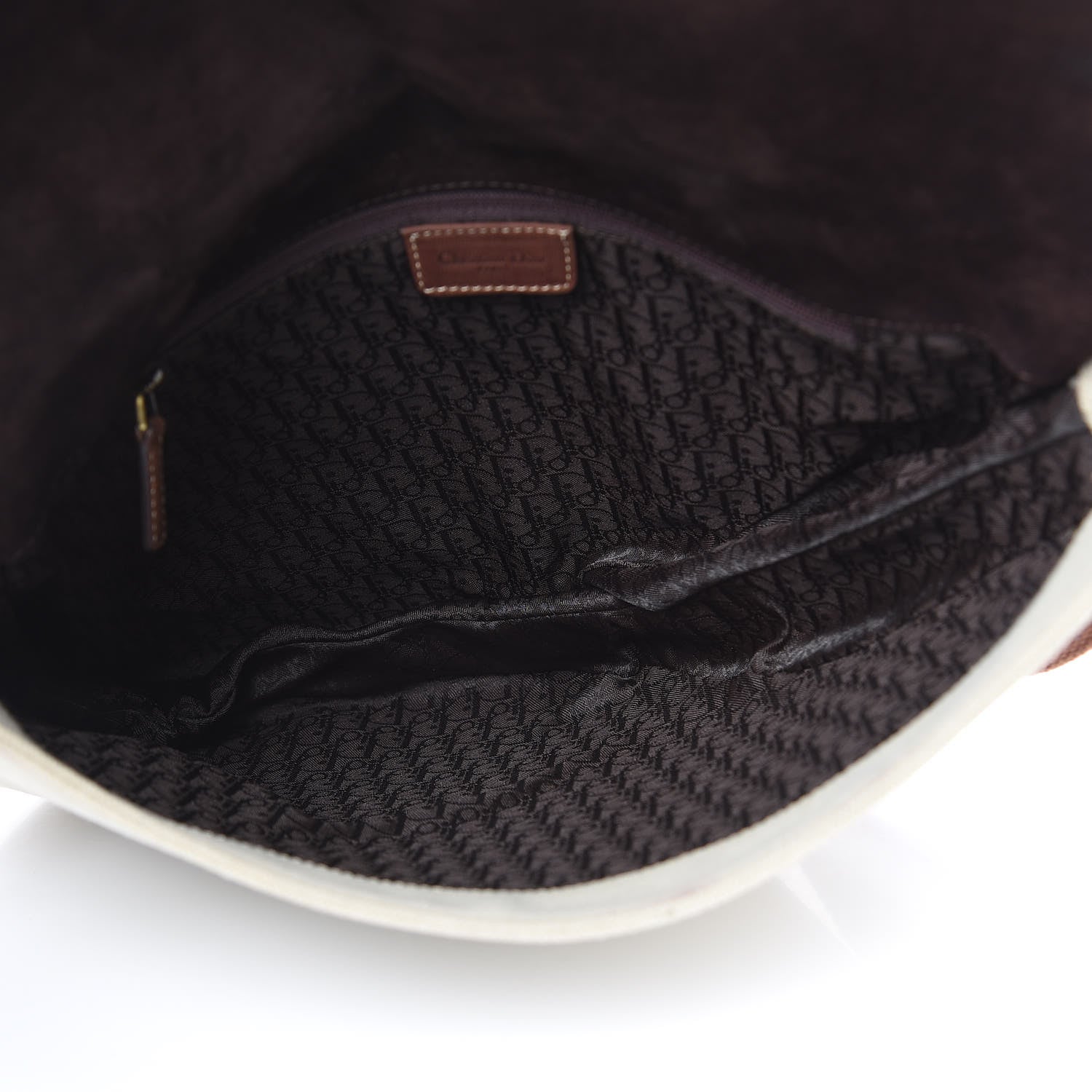 Christian Dior Calfskin Canvas Saddle Bag Beige 5 of 20