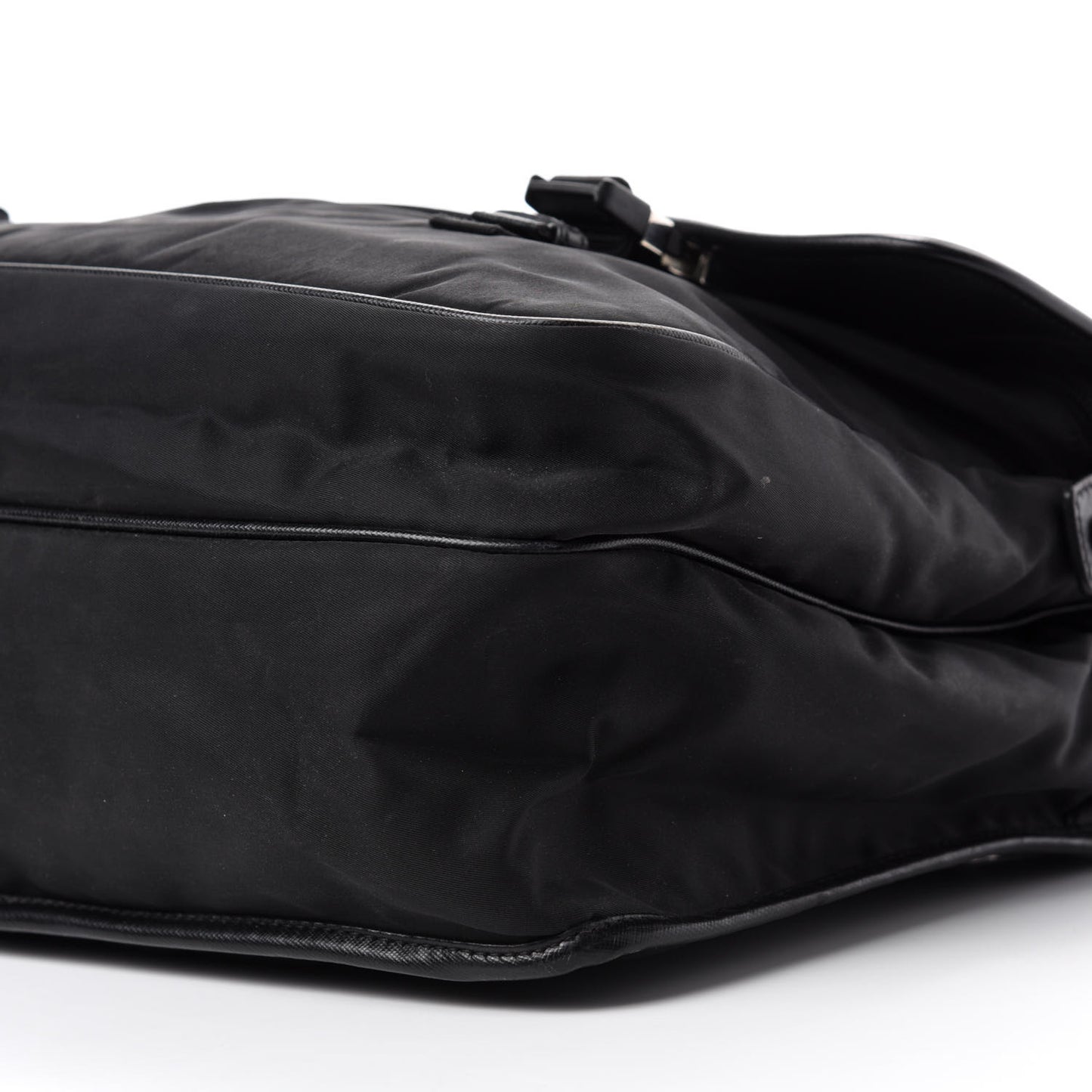Tessuto Nylon Saffiano Logo Messenger Bag Black