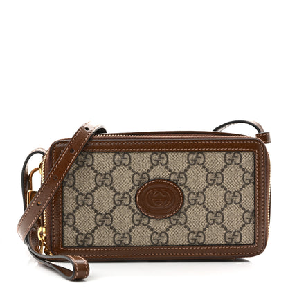 Gucci GG Supreme Monogram Azalea Calfskin Mini Retro Interlocking G Mini Shoulder Bag Beige Ebony Brown Sugar 1 of 11