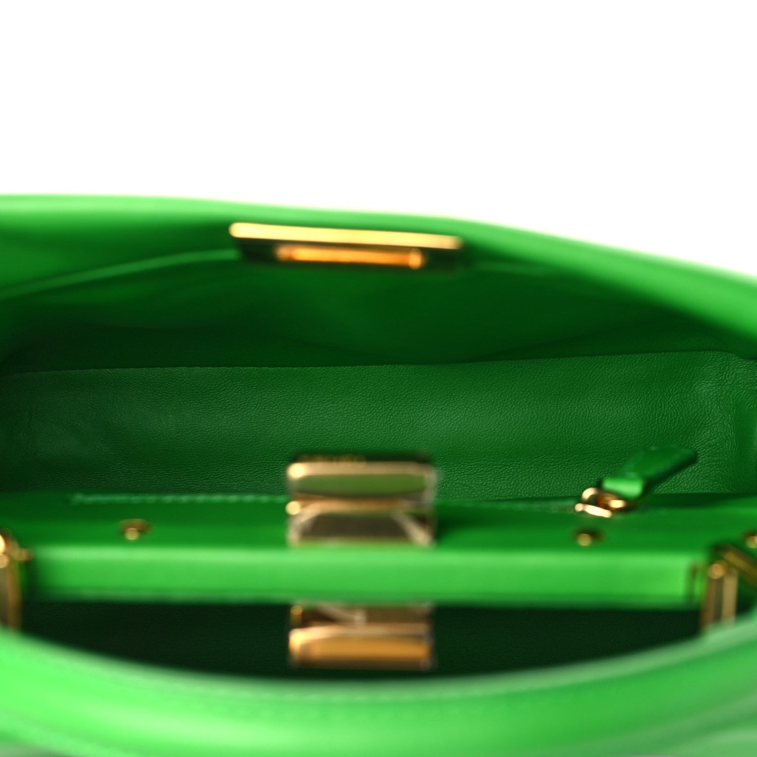 Fendi Nappa Mini Peekaboo Iconic Satchel Tomatillo 4 of 6