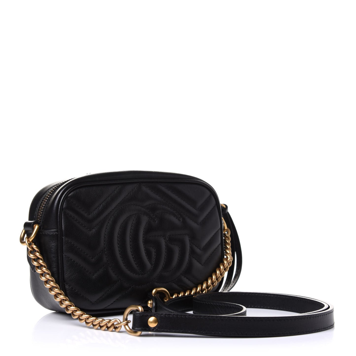 Calfskin Matelasse Mini GG Marmont Chain Shoulder Bag Black