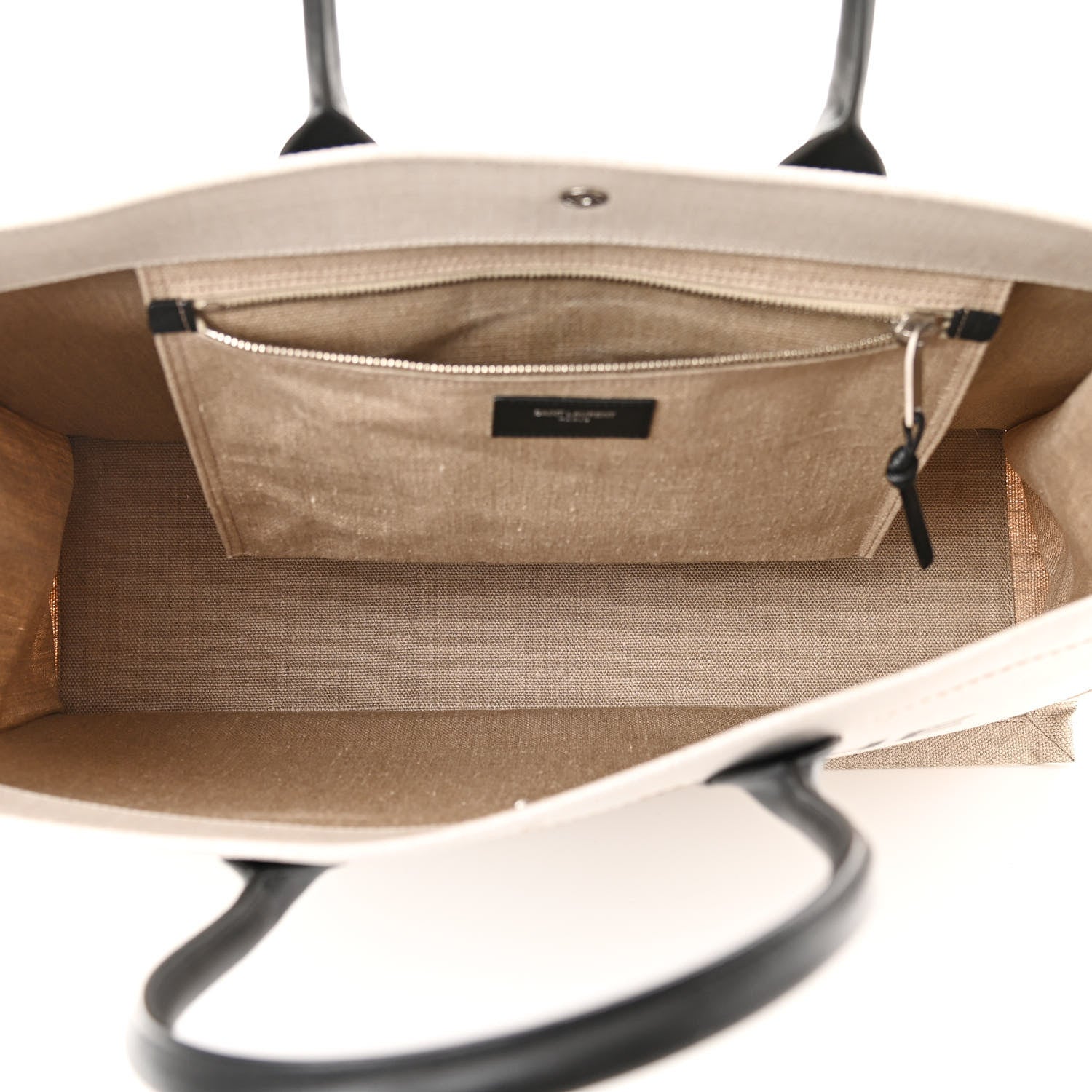 Saint Laurent Linen Calfskin Rive Gauche Tote Optic White 5 of 11