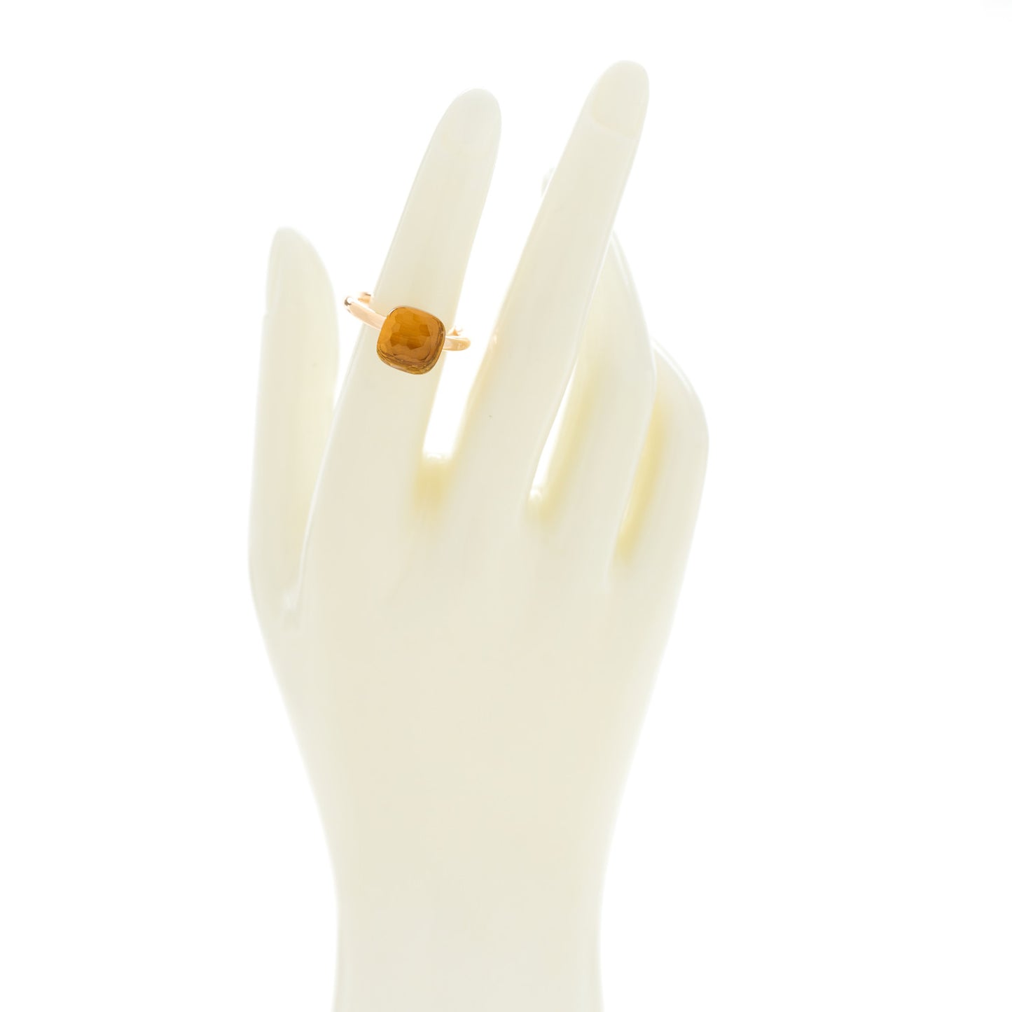 18K Rose White Gold Citrine Classic Nudo Ring 49 4.75