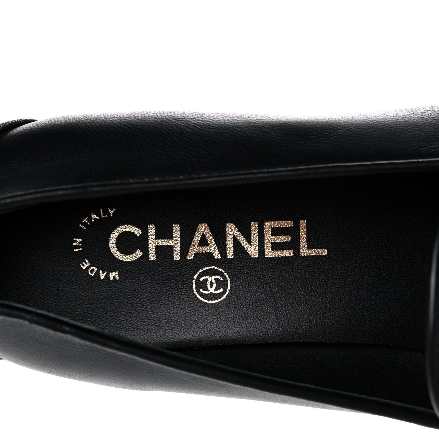 Chanel Lambskin Quilted Womens CC Loafers 39.5 Black 8 of 11