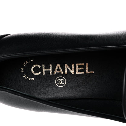 Chanel Lambskin Quilted Womens CC Loafers 39.5 Black 8 of 11