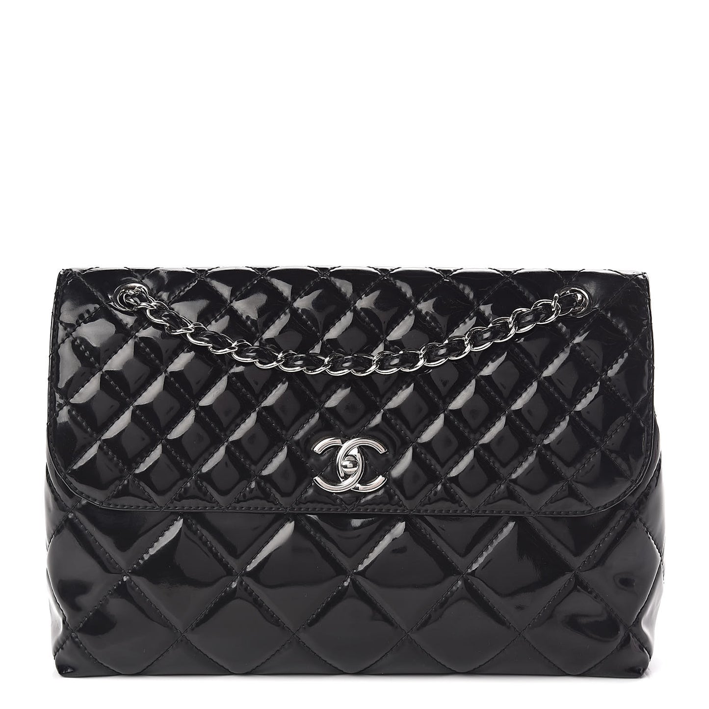 Vinyl Quilted In the Business Flap Bag Black