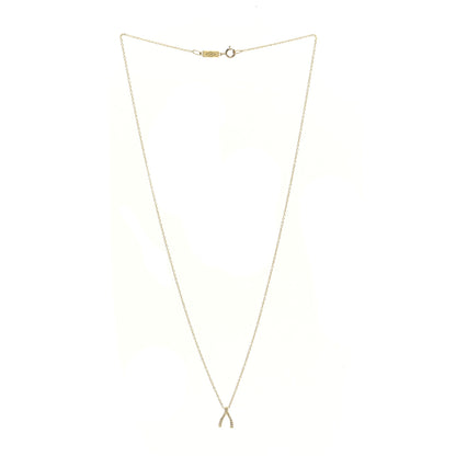 Jennifer Meyer 18K Yellow Gold Diamond Mini Wishbone Pendant Necklace 3 of 5