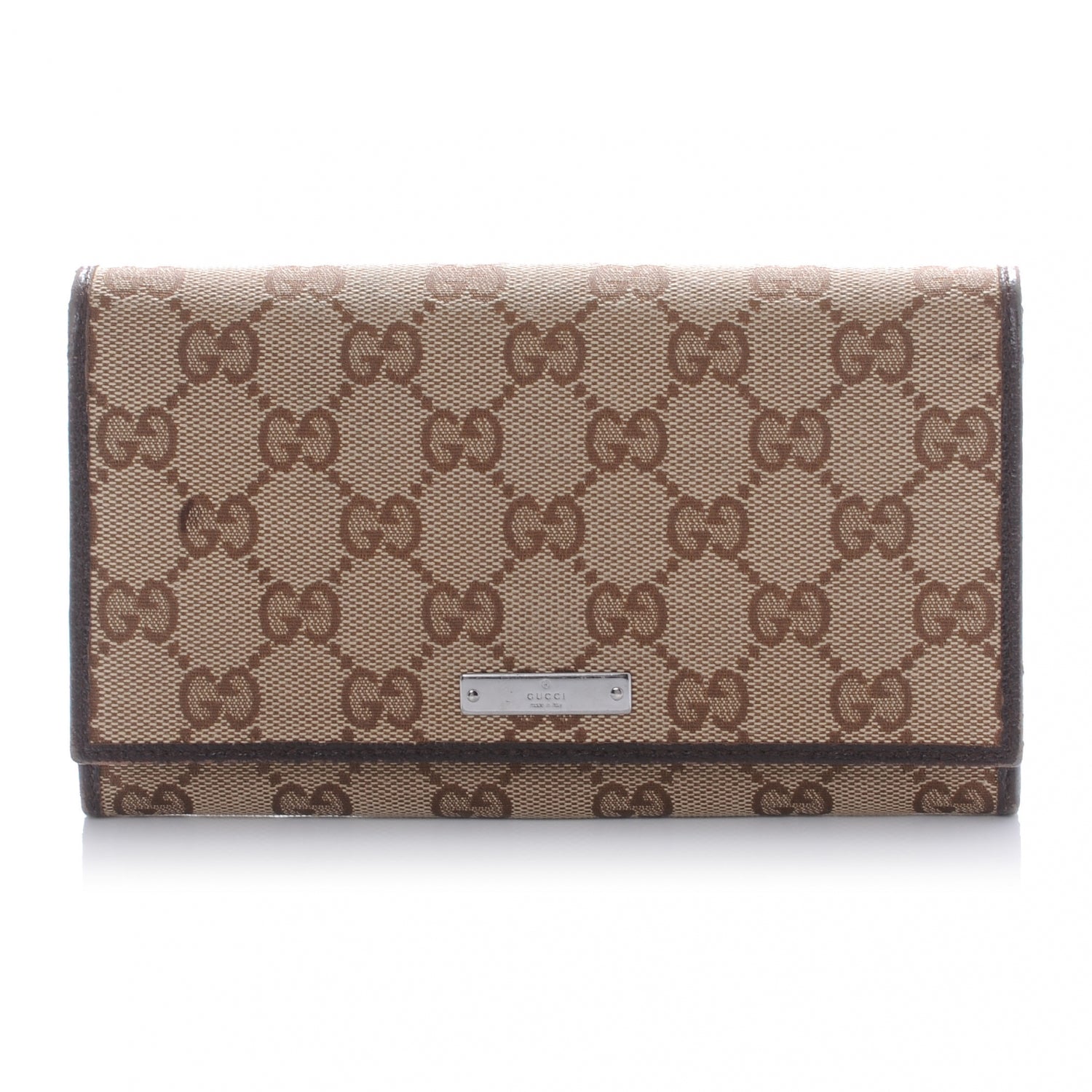 Gucci Monogram Metal Bar Continental Flap Wallet Brown 1 of 7