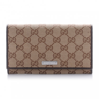 Gucci Monogram Metal Bar Continental Flap Wallet Brown 1 of 7
