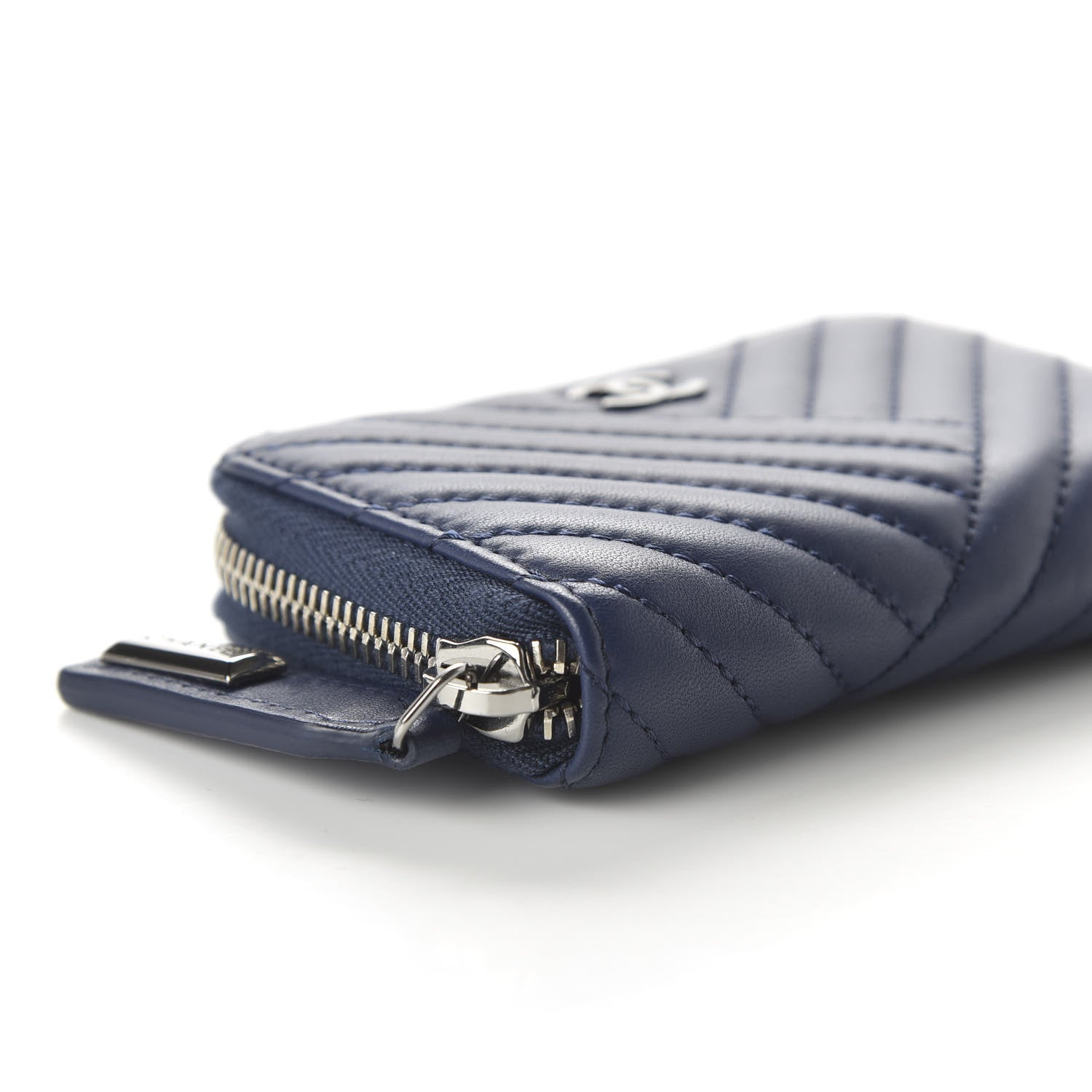 Chanel Lambskin Quilted CC Crossing Zip Around Coin Purse Navy 6 of 11