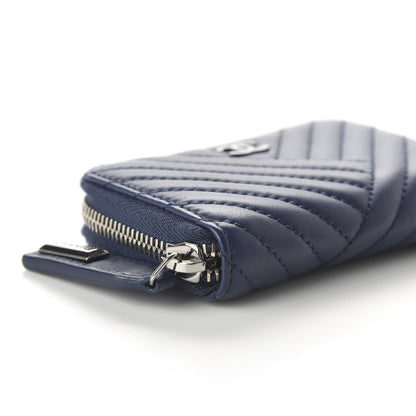 Chanel Lambskin Quilted CC Crossing Zip Around Coin Purse Navy 6 of 11