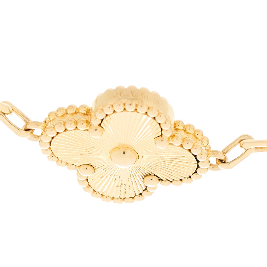 18K Yellow Gold 5 Motifs Guilloche Vintage Alhambra Bracelet
