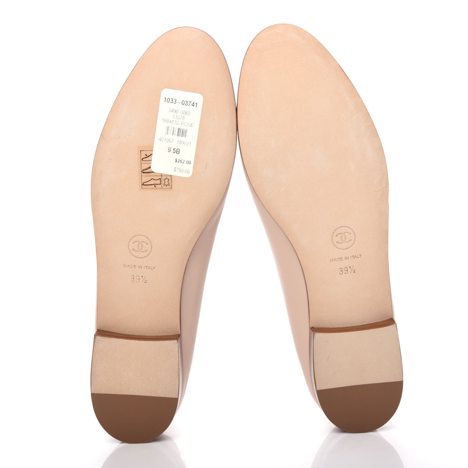 Chanel Lambskin Cap Toe CC Ballerina Flats 39.5 Beige 6 of 10