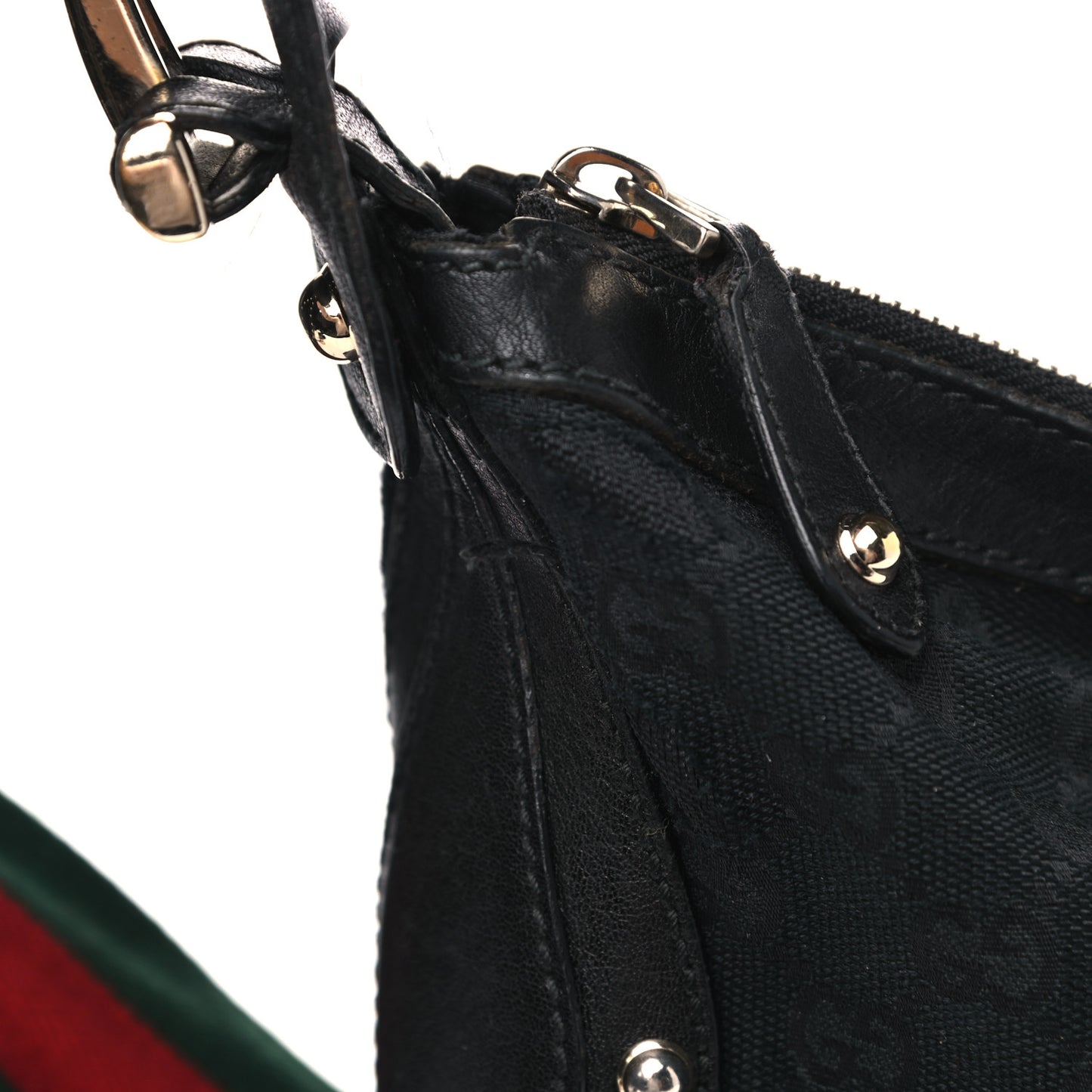 Monogram Web Studded Pelham Shoulder Bag Black