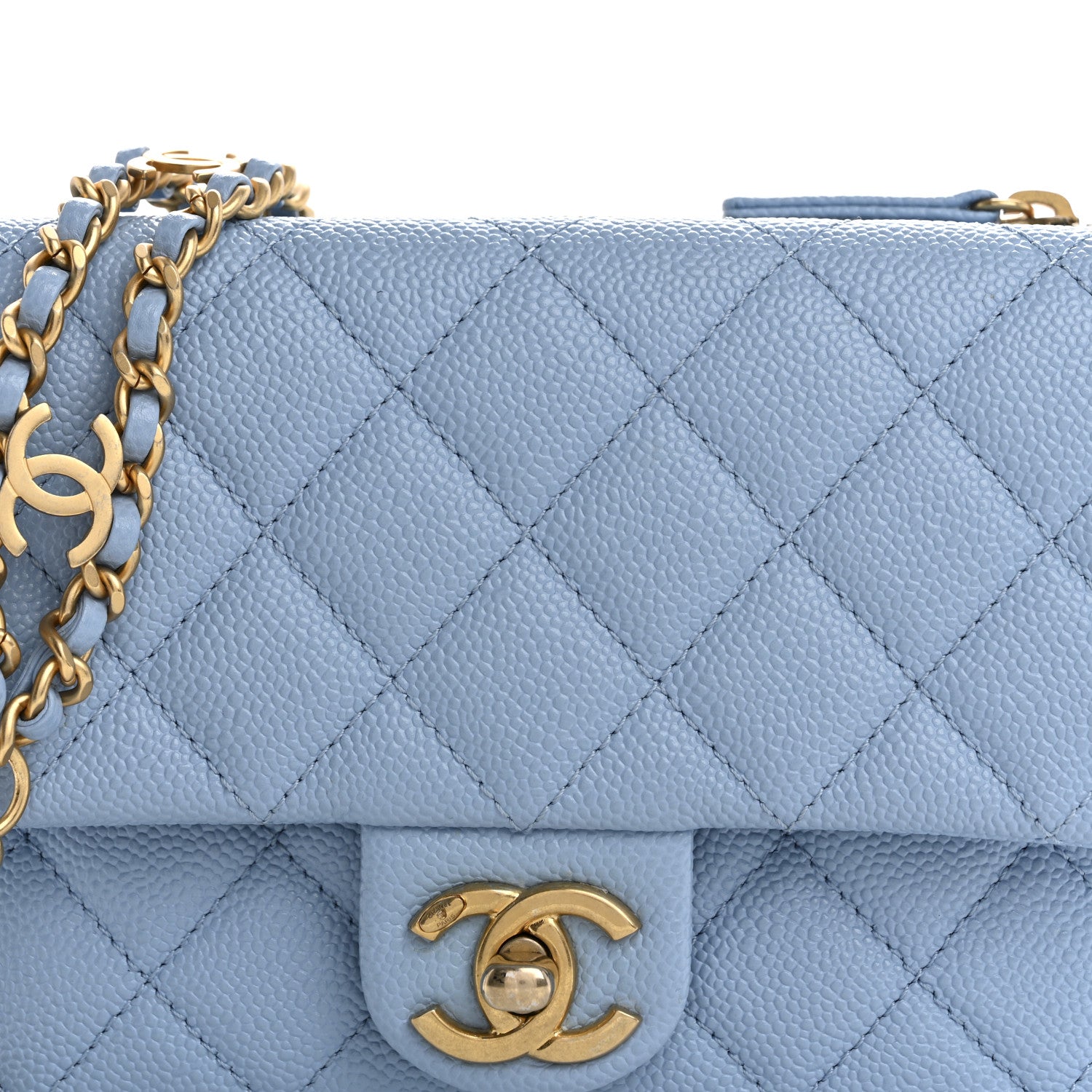 Chanel Shiny Caviar Pick Me Up Flap Belt Bag Light Blue 1736678