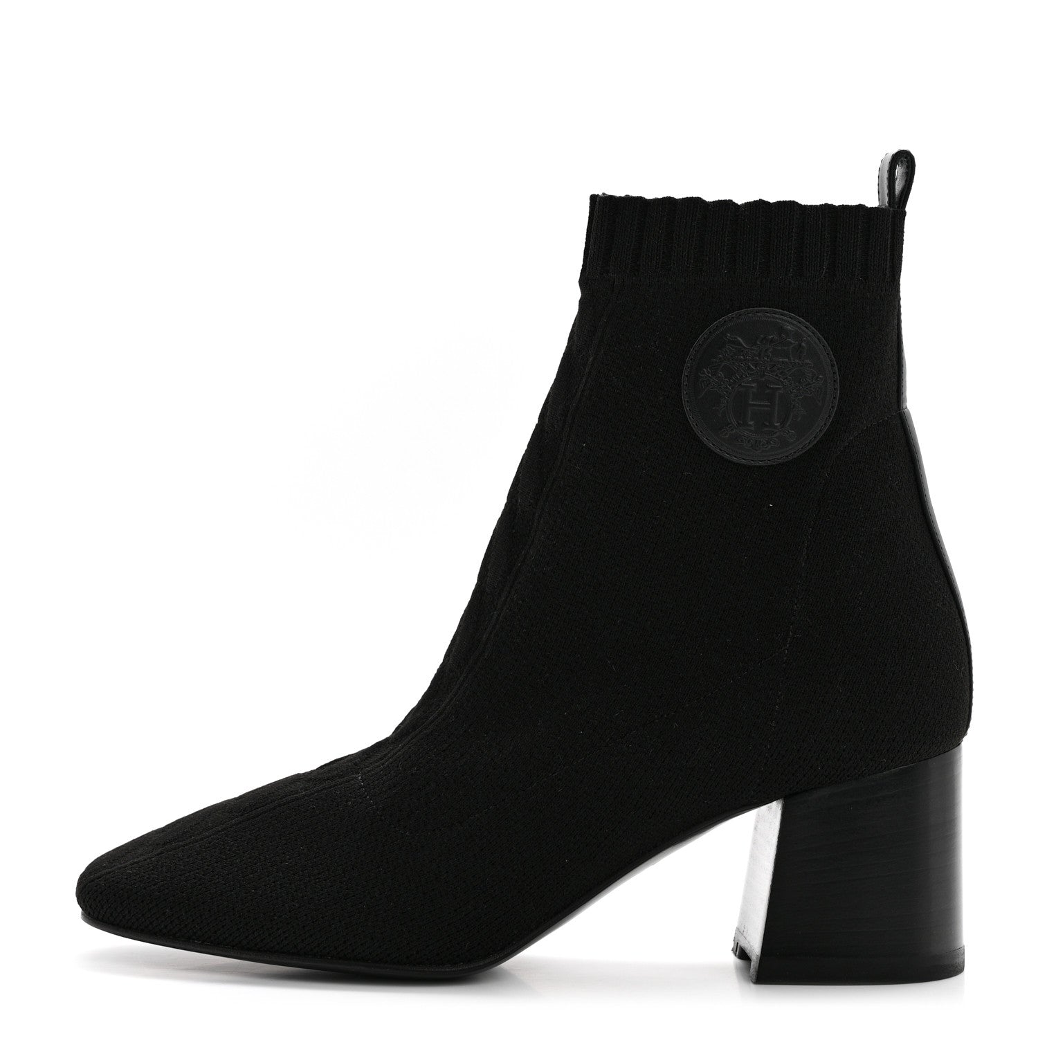 Hermes Knit Calfskin Volver 60 Ankle Boots 37.5 Black 1 of 8