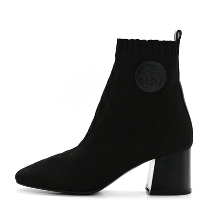 Hermes Knit Calfskin Volver 60 Ankle Boots 37.5 Black 1 of 8