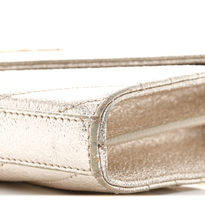 Saint Laurent Metallic Crackled Calfskin Matelasse Chevron Monogram Chain Wallet Gold 11 of 12